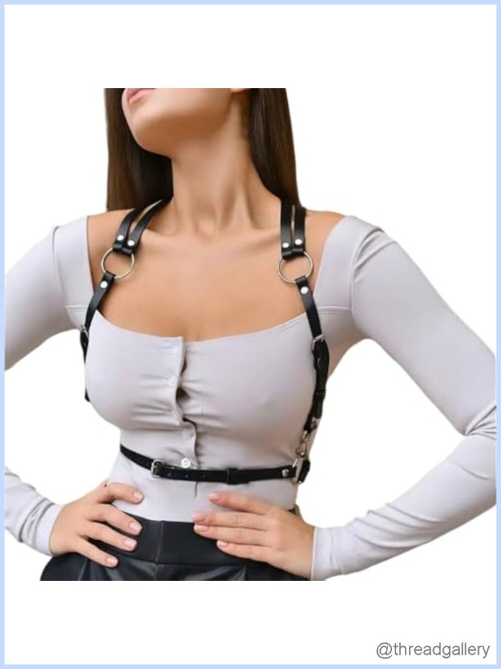 Punk Belt PU Leather Harness Adjustable Waist Goth Belt for Women